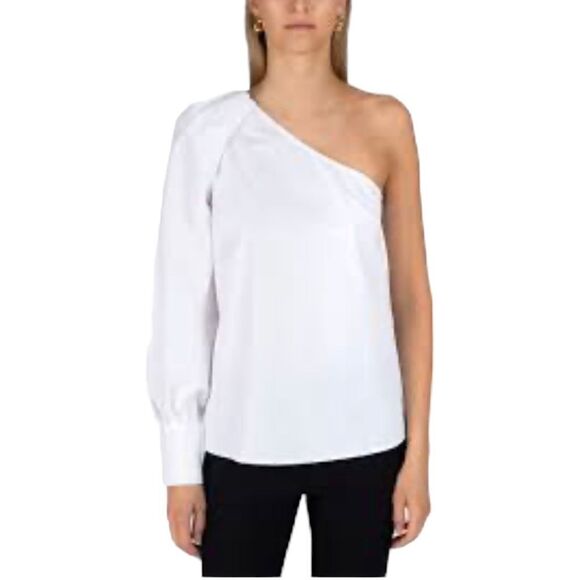 Derek Lam Collective White Elodie One Shoulder Blouse Size Small - Picture 1 of 8